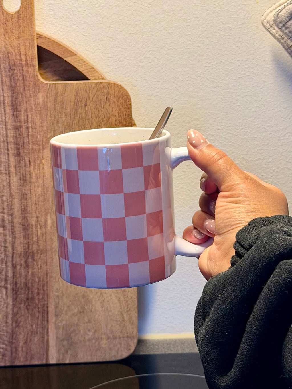 Rutete keramik kopp – Rosa