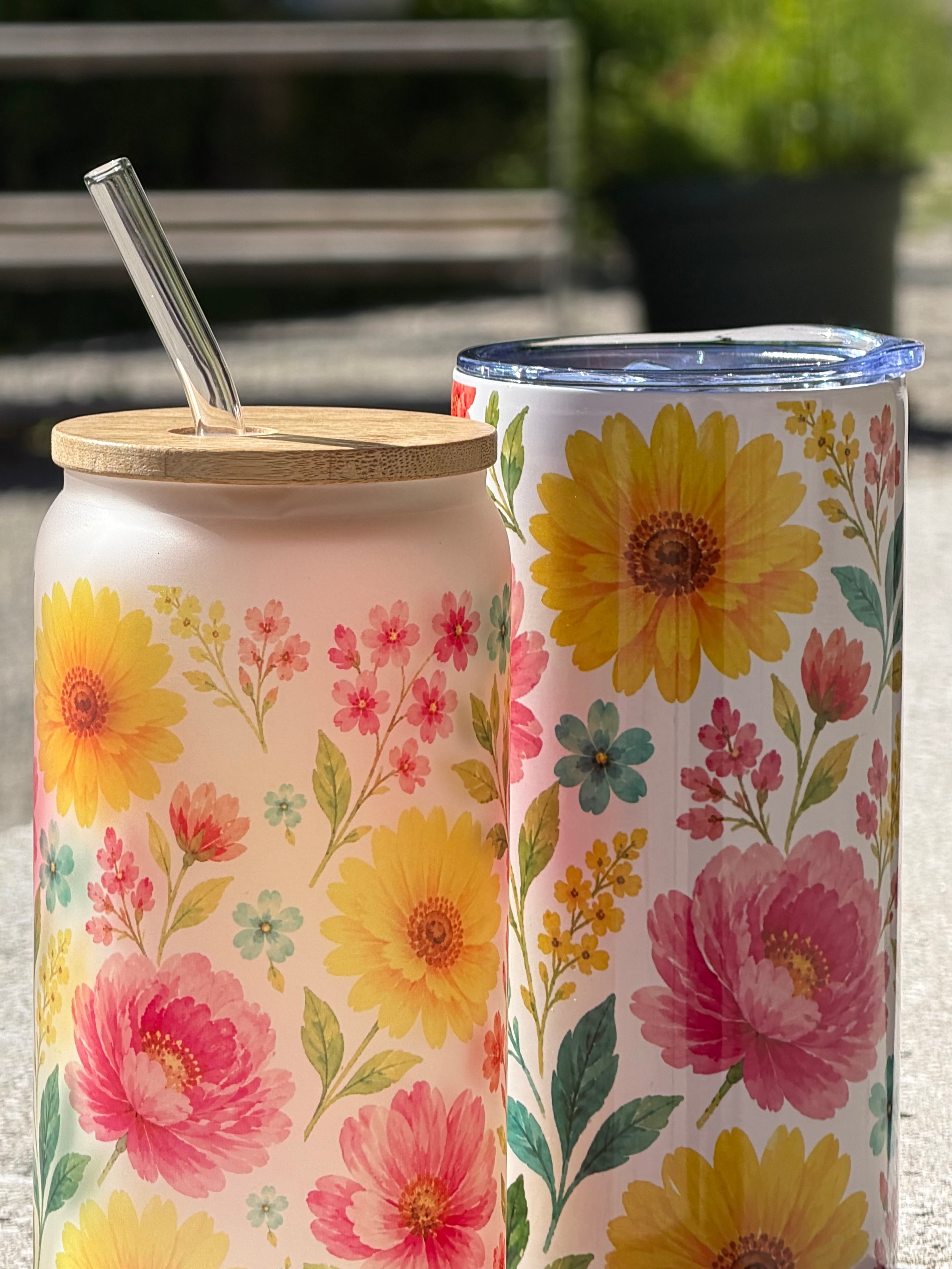 Flower Duo Set – Frostet Glass & Termokopp