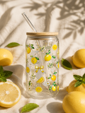 Wild Lemon Tumbler – Glasskopp med bambuslokk og glassugerør
