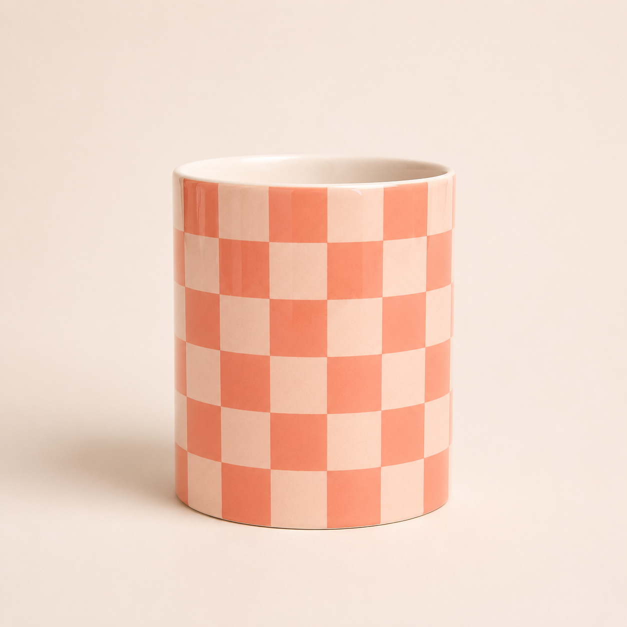 Rutete keramik kopp – Rosa
