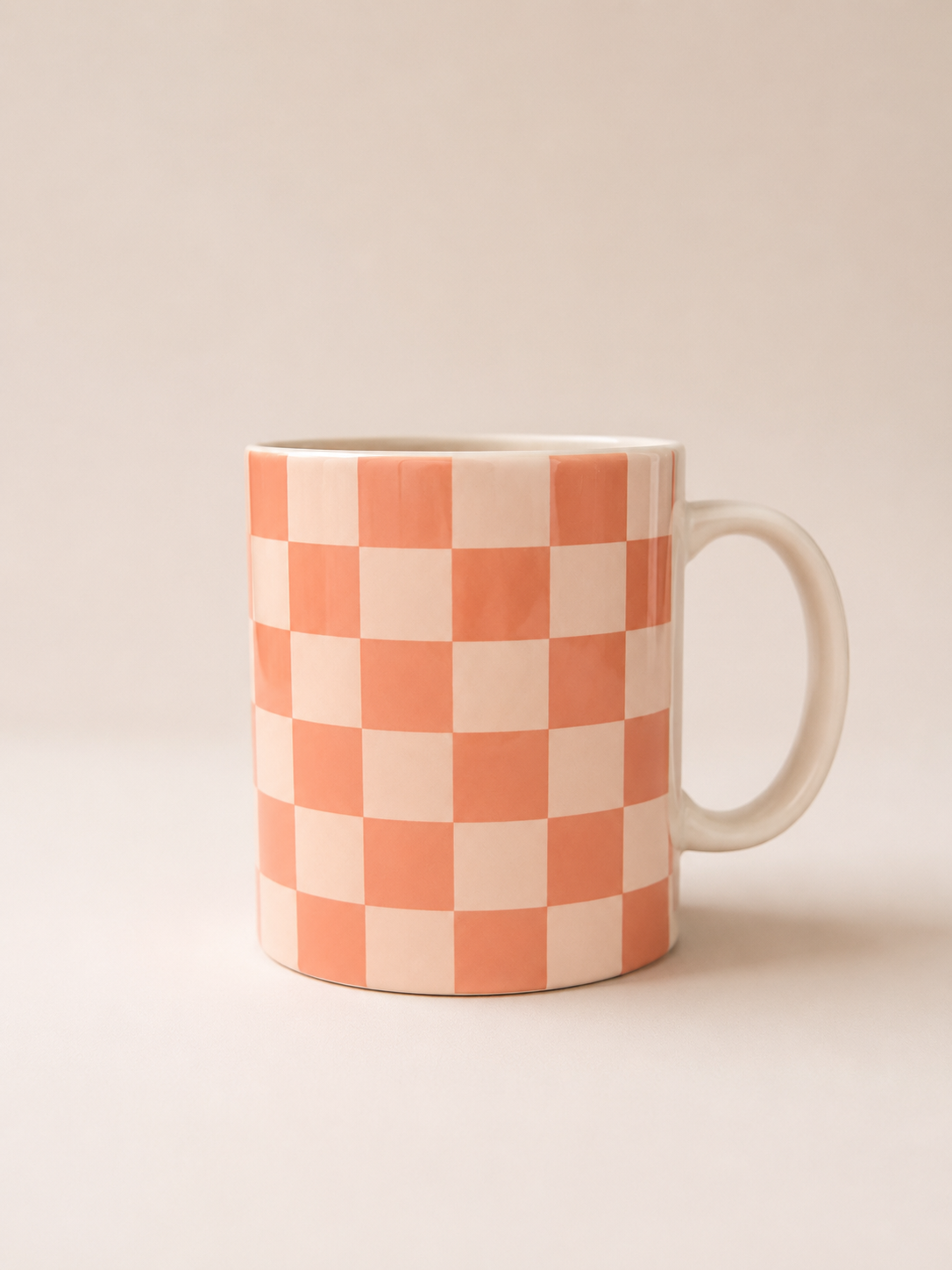 Rutete keramik kopp – Rosa