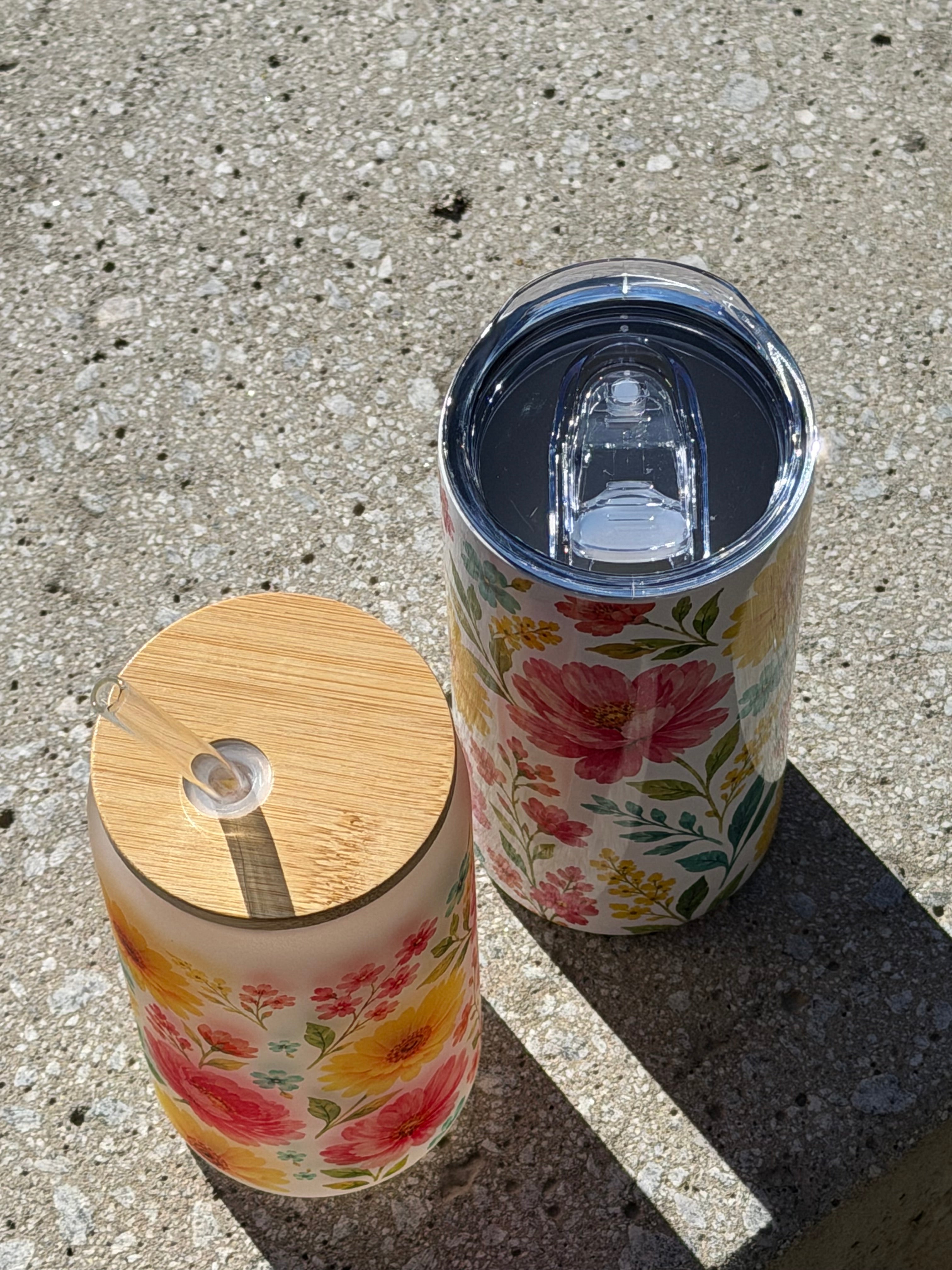 Flower Duo Set – Frostet Glass & Termokopp