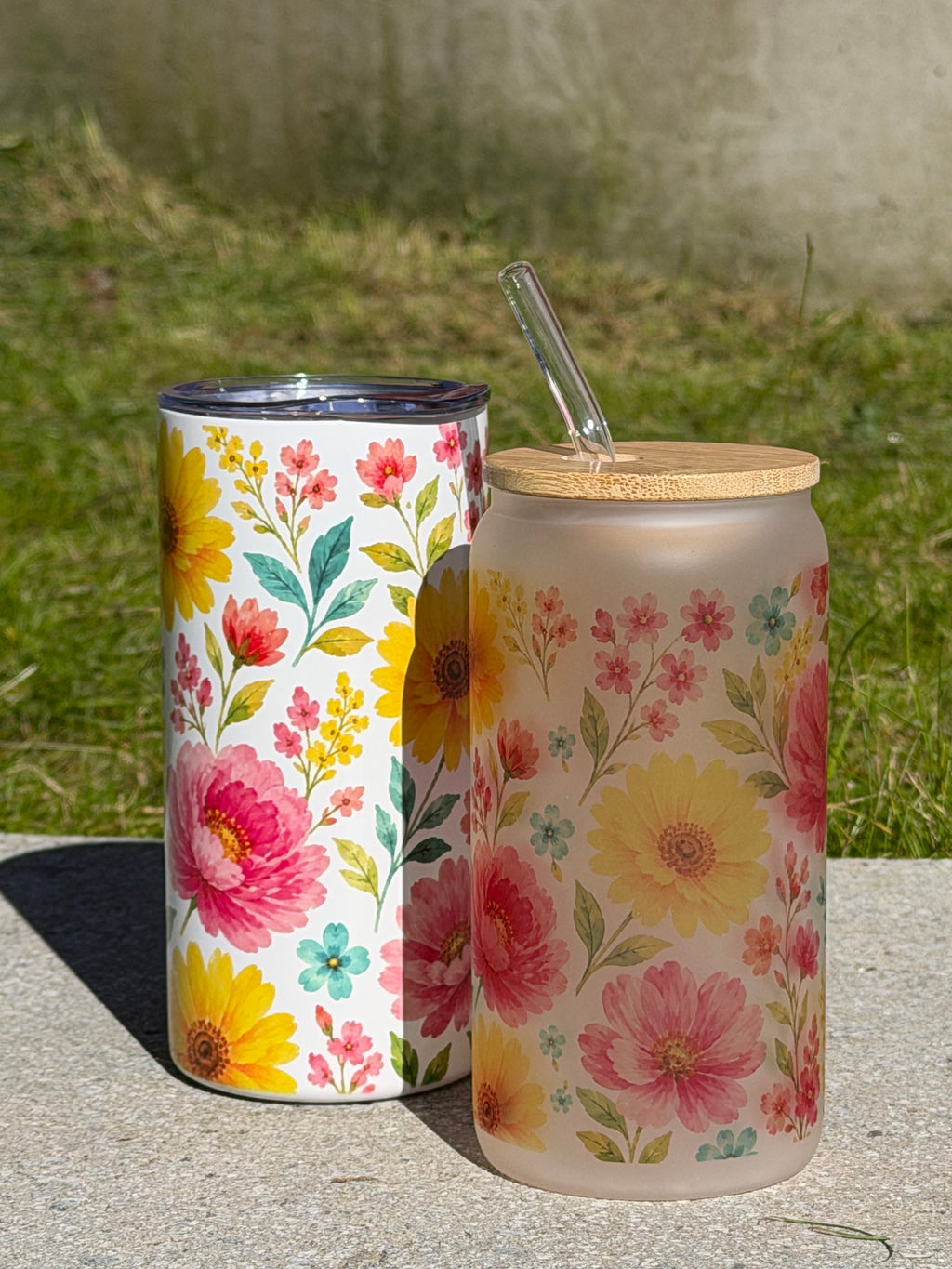 Flower Duo Set – Frostet Glass & Termokopp
