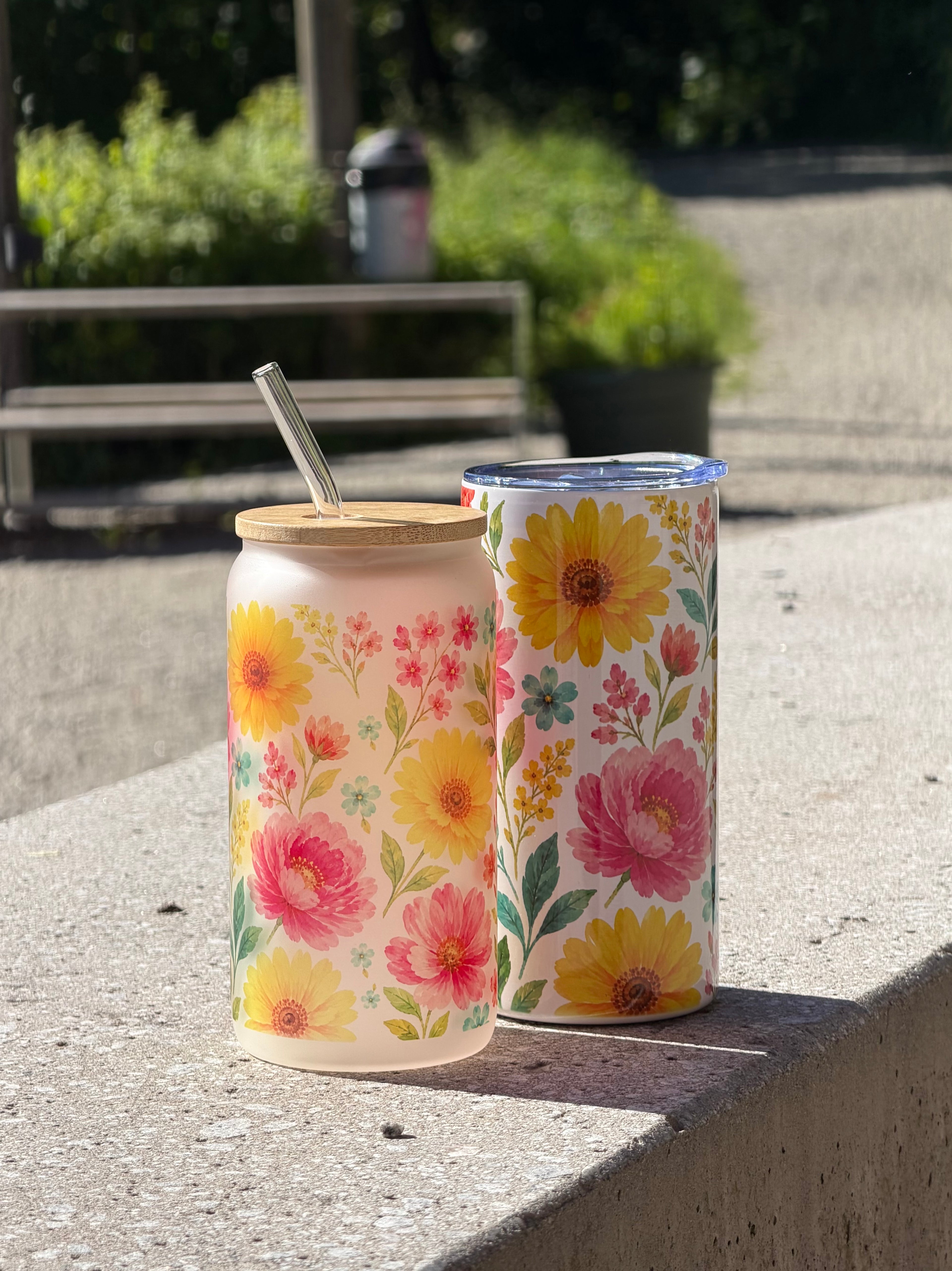 Flower Duo Set – Frostet Glass & Termokopp